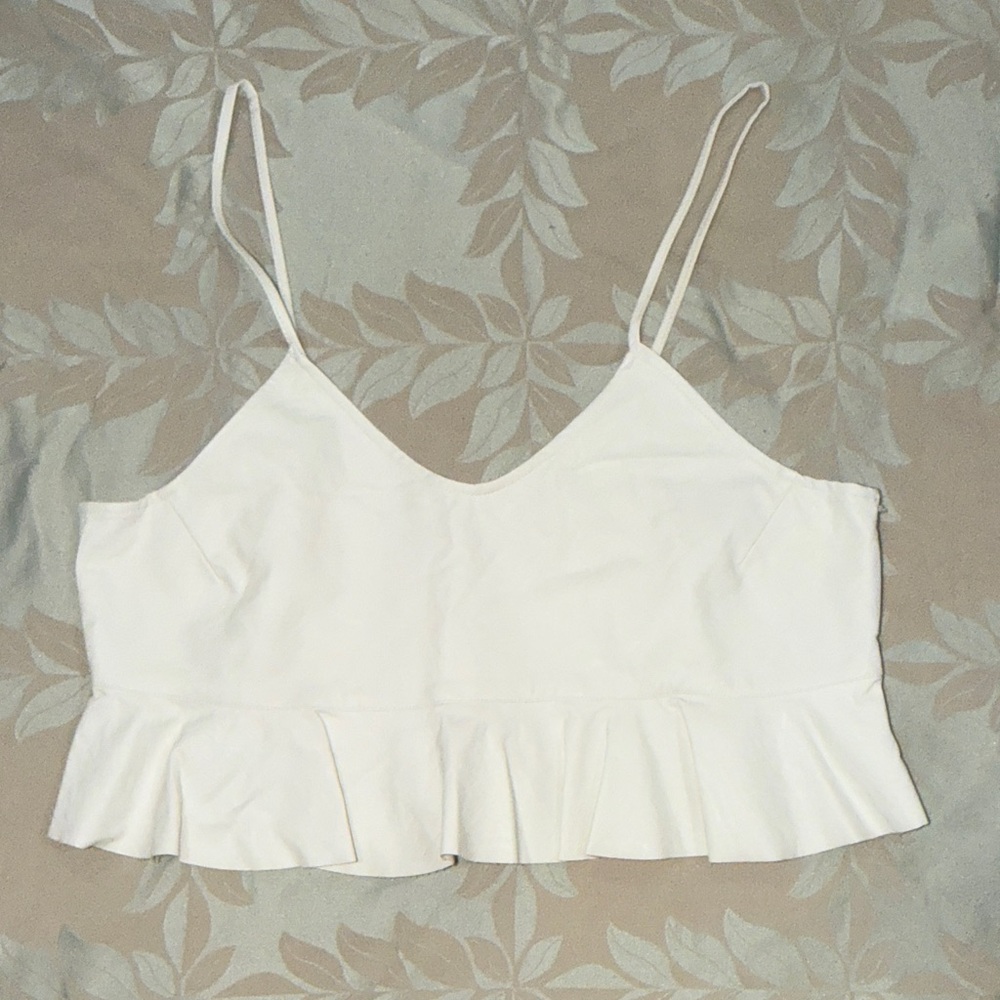 Zara White Leather Women's Crop Top